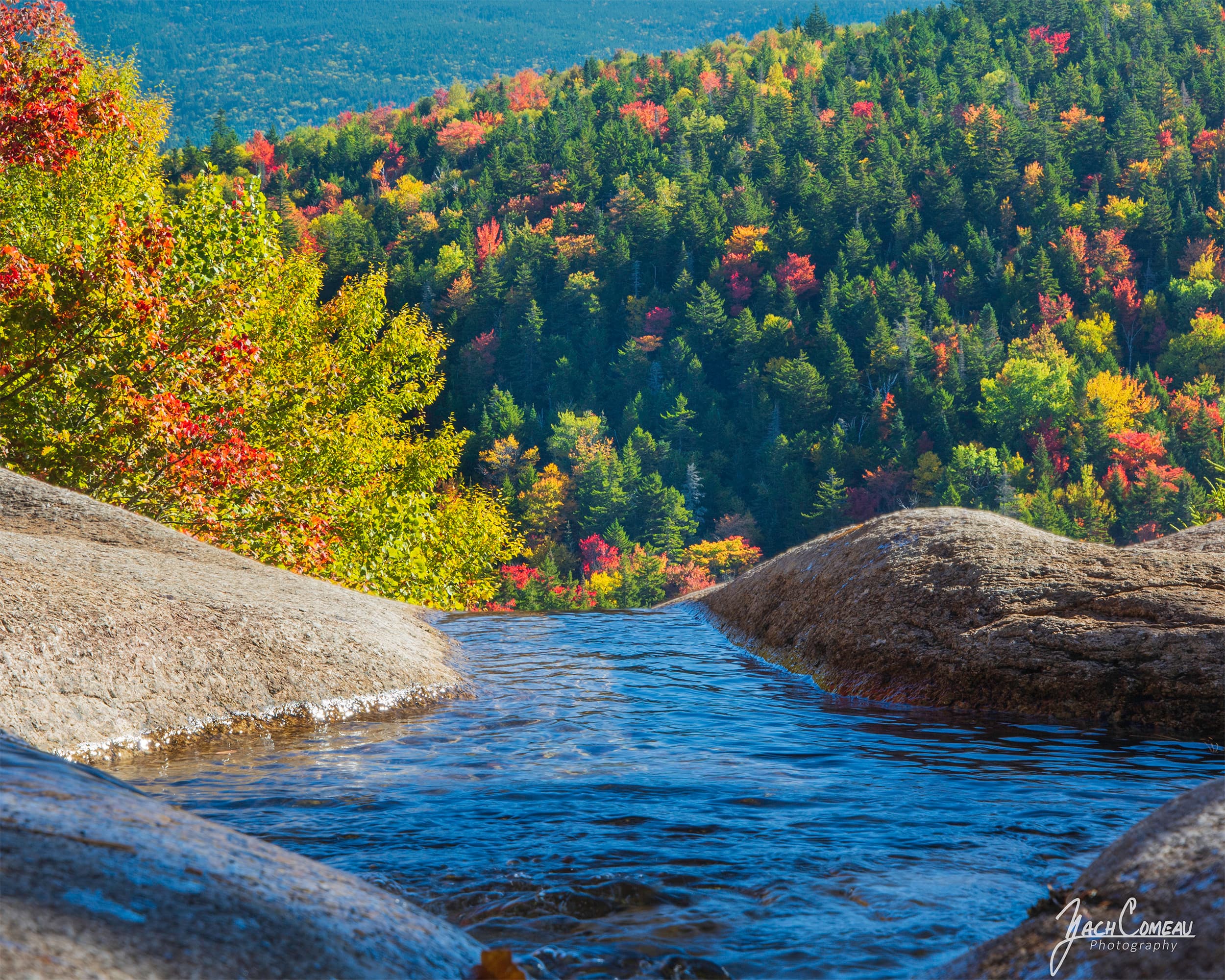 Looking down Zealand Falls near Zealand Falls Hut in the White Mountains of New Hampshire